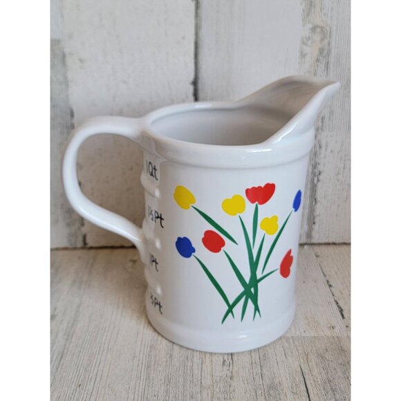 Tulips measuring cup ceramic large vintage flower home devor - Picture 1 of 7